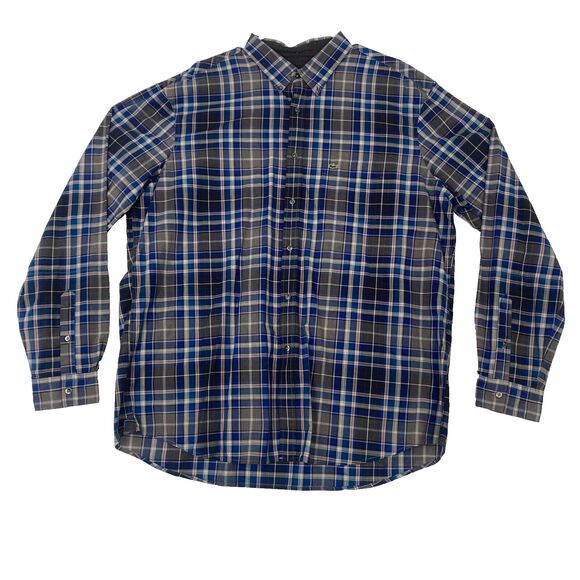 LACOSTE Men's Size 45  Blue Striped Long-Sleeve Button-Down‎ Shirt Logo Cotton - Picture 1 of 15